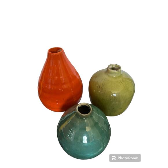 Ceramic Vase Set- 3 Small Vases, Rustic Home Décor,‎ Modern - Picture 2 of 5